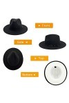 Gossifan Fedora Chapeaux pour femme à large bord en feutre bicolore avec boucle de ceinture - noir - 7 1/8/7 1/4
