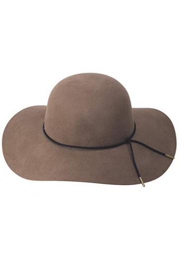Lanzom Chapeau Fedora rétro à large bord pour femme, café clair, Taille unique
