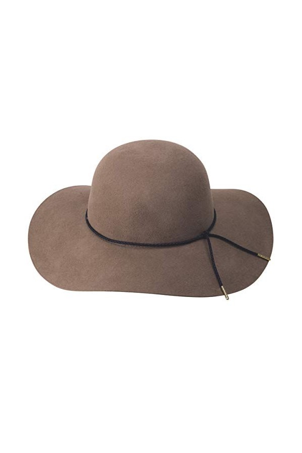 Lanzom Chapeau Fedora rétro à large bord pour femme, café clair, Taille unique