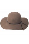 Lanzom Chapeau Fedora rétro à large bord pour femme, café clair, Taille unique