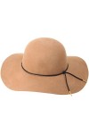 Lanzom Chapeau Fedora rétro à large bord pour femme, café clair, Taille unique