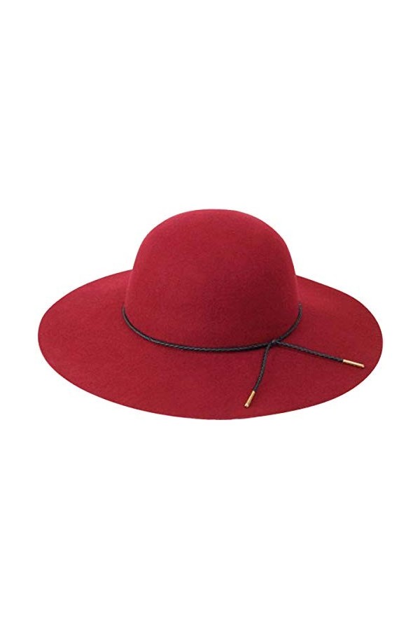 Lanzom Chapeau Fedora rétro à large bord pour femme, café clair, Taille unique