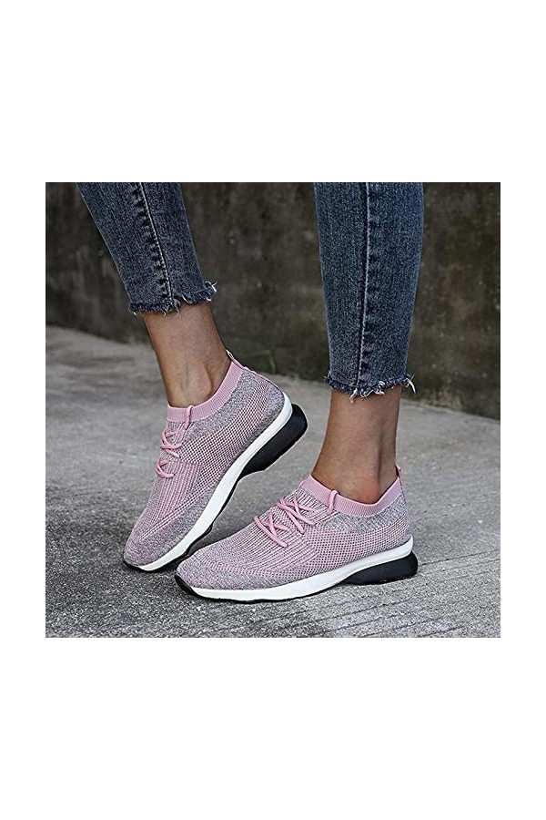 Fannyfuny Compensées Noires pour Femme Grande Largeur Chaussures Slip-on Respirant Décontracté Loisirs Mode Baskets Femmes Ou