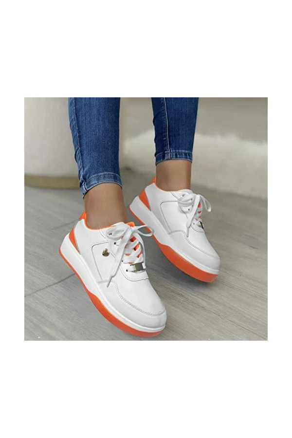 hahuha Chaussures Tennis Enfant Chaussures de Sport décontractées Confortables à Semelles épaisses en Cuir à Blocage de Coule