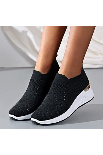 Baskets Mode Femmes Baskets Confort Femmes Chaussures décontractées Femmes Gris Couleur Chaussures de Marche Dame Chaussures 