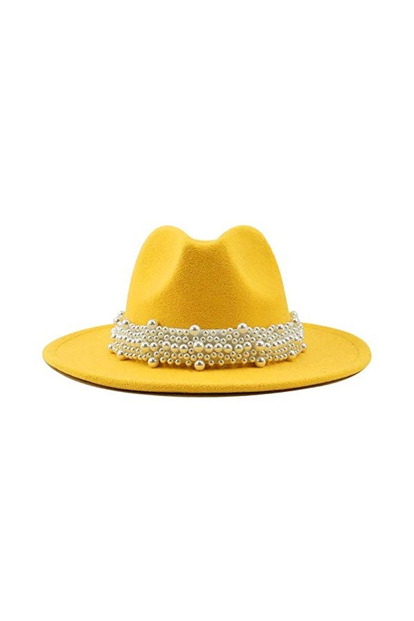 EOZY Chapeau Fedora vintage à large bord pour femme, noir, 7 1/4/7 1/2