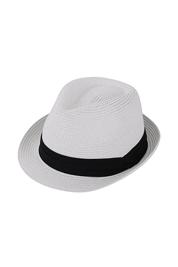 Simplicity Chapeau dété classique à bord court pour homme et femme, White Packable, S/M