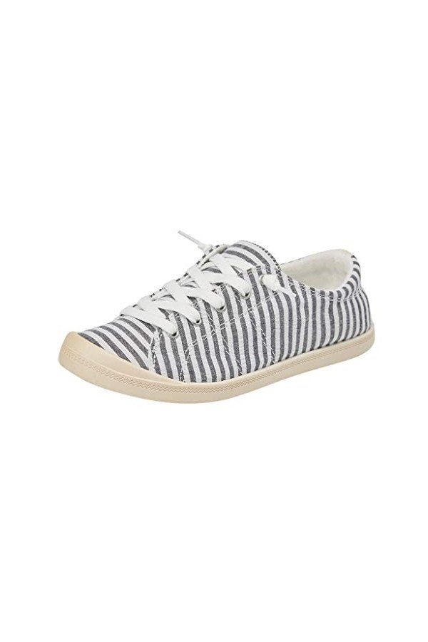 Fgertt Mode Aux Femmes Low Top Appartement Chaussure Respirante Confort Glisser sur Sport Toile Baskets Bleu, Numeric_37 