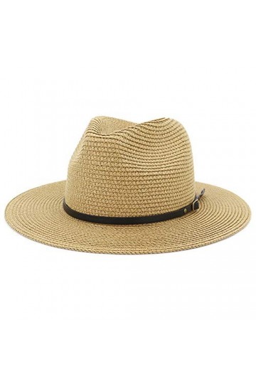 Lisianthus Chapeau de paille panama à large bord pour femme UPF50+, Boucle de ceinture Kaki, Taille M