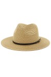 Lisianthus Chapeau de paille panama à large bord pour femme UPF50+, Boucle de ceinture Kaki, Taille M