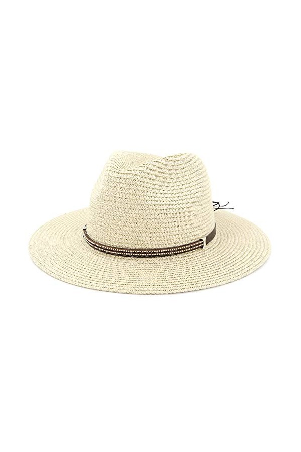 Lisianthus Chapeau de paille panama à large bord pour femme UPF50+, Boucle de ceinture Kaki, Taille M