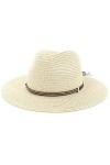Lisianthus Chapeau de paille panama à large bord pour femme UPF50+, Boucle de ceinture Kaki, Taille M