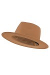 jingsha Chapeau Fedora à large bord en feutre pour homme et femme avec boucle de ceinture Camel