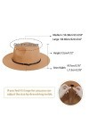 jingsha Chapeau Fedora à large bord en feutre pour homme et femme avec boucle de ceinture Camel