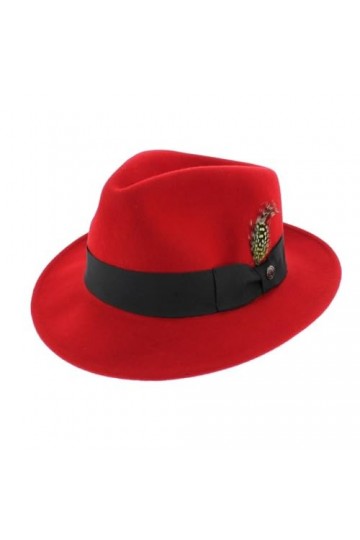 Jaxon & James Chapeau Fedora en Laine Feutrée Déformable Pachuco C-Crown Rouge XXL