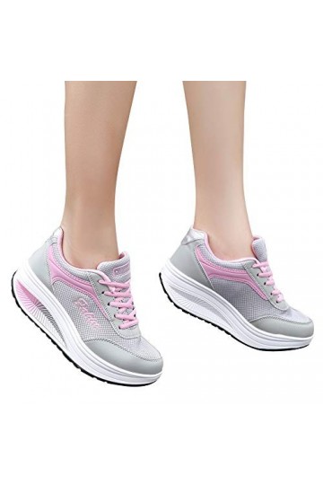 Hasagimol Baskets Femmes Bas à Bascule Chaussures Maille rehaussant Chaussures Souples Mode Baskets Femmes Talon Femme Sexy P