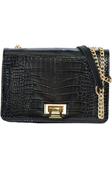 LucieElle Sac Pochette Femme Façon Croco Porté Bandoulière et Porté épaule Sac a Main Femme Sac Soirée Antibes NOIR 