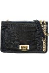 LucieElle Sac Pochette Femme Façon Croco Porté Bandoulière et Porté épaule Sac a Main Femme Sac Soirée Antibes NOIR 