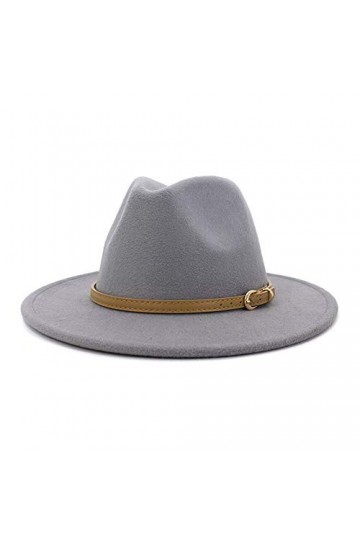 Lisianthus Fedora Chapeau classique en feutre avec boucle de ceinture - Gris -