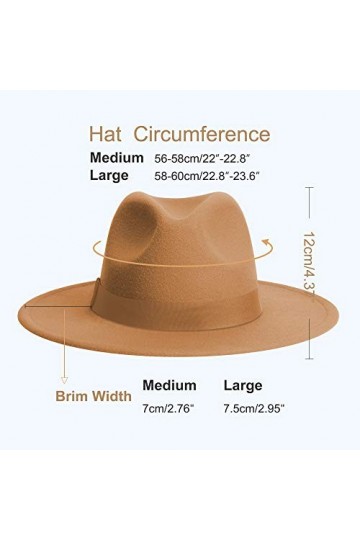 Chapeau Fedora classique à large bord pour femme Bicolore avec bande réglable Patchwork Couleurs Panama - rouge - Taille M