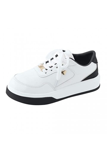 hahuha Chaussures Tennis Enfant Chaussures de Sport décontractées Confortables à Semelles épaisses en Cuir à Blocage de Coule