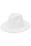 EOZY Chapeau Fedora à large bord pour homme et femme - blanc - 7 3/8/7 1/2