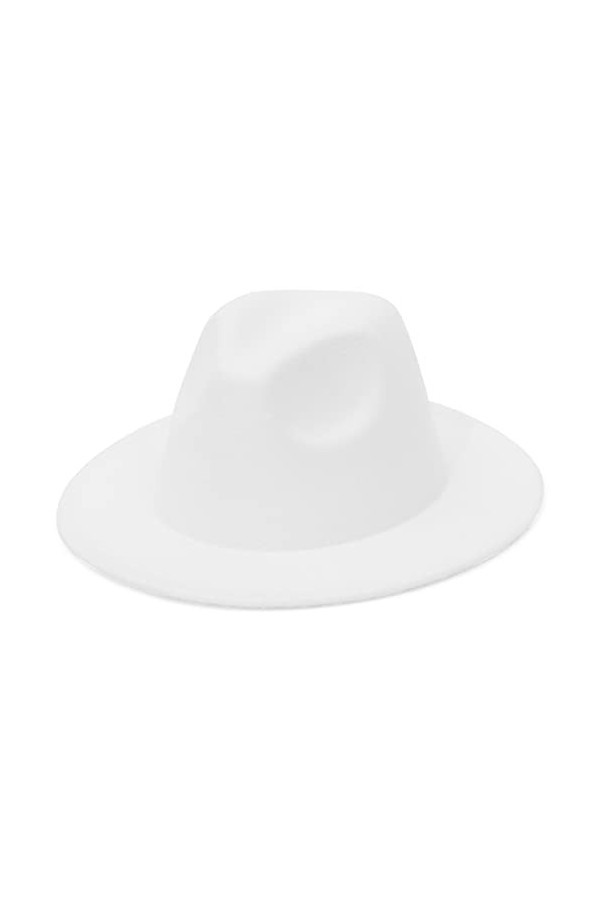 EOZY Chapeau Fedora à large bord pour homme et femme - blanc - 7 3/8/7 1/2