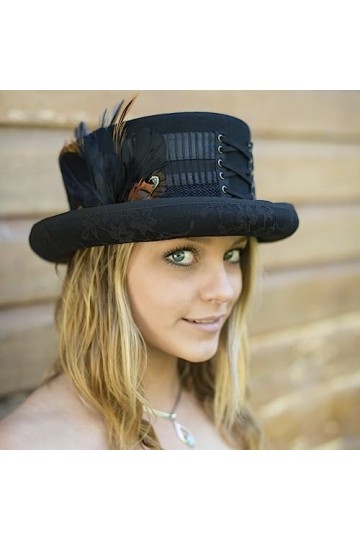 Haut de Forme London Lace Conner chapeau pour femme chapeaux de film taille unique - noir 