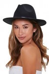 Chapeau Fedora vintage à large bord avec boucle de ceinture pour femme, Noir 1 pièce., Taille M