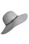 ASSQI Chapeau melon Fedora pliable en feutre pour femme 100 % laine à large bord rétro, Y-gray, Taille unique