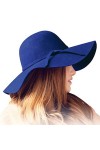 ASSQI Chapeau melon Fedora pliable en feutre pour femme 100 % laine à large bord rétro, Y-gray, Taille unique