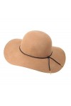 ASSQI Chapeau melon pliable en feutre de laine Fedora à large bord pour femme, beige, Taille unique