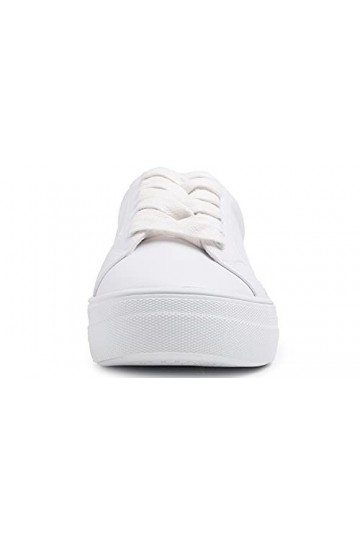 Feversole Womens Featured PU Leather Lace-Up Sneaker,Baskets à Lacets en Cuir PU pour Femme