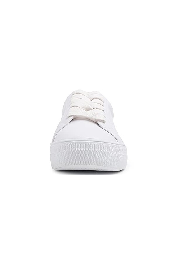 Feversole Womens Featured PU Leather Lace-Up Sneaker,Baskets à Lacets en Cuir PU pour Femme