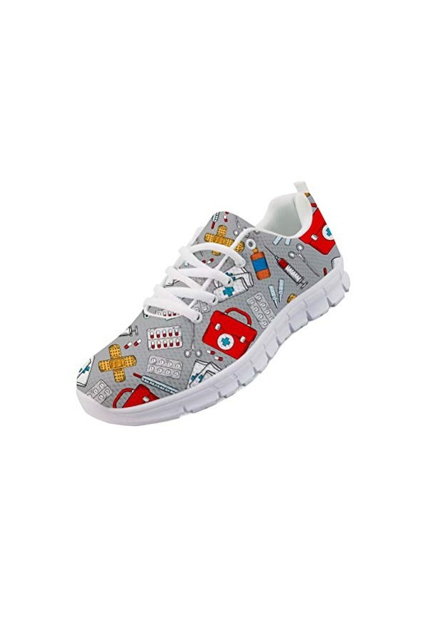 chaqlin Femmes Chaussures Mignon Sucre crâne Imprimer Sport Fitness Chaussures de Course en Plein air Lacets Marche Formateur