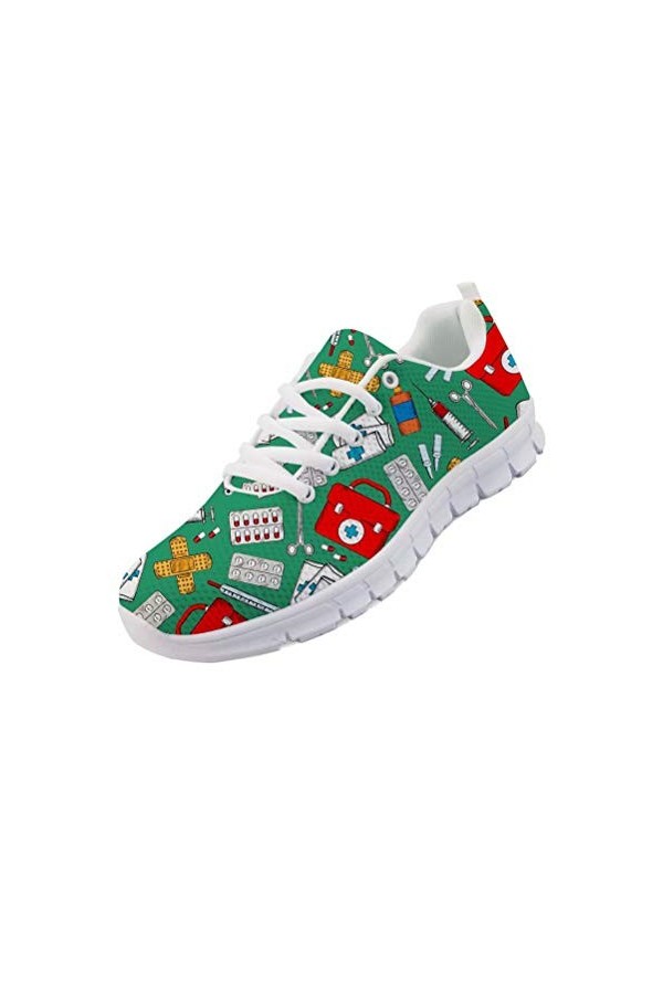 chaqlin Femmes Chaussures Mignon Sucre crâne Imprimer Sport Fitness Chaussures de Course en Plein air Lacets Marche Formateur