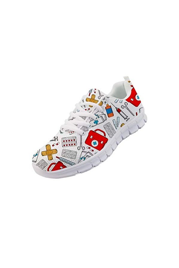 chaqlin Femmes Chaussures Mignon Sucre crâne Imprimer Sport Fitness Chaussures de Course en Plein air Lacets Marche Formateur