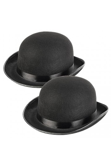 Schramm® Lot de 2 chapeaux de melon rond melon noir pour adulte chapeau cylindrique melon chapeau de bowler chapeau en feutre