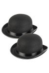 Schramm® Lot de 2 chapeaux de melon rond melon noir pour adulte chapeau cylindrique melon chapeau de bowler chapeau en feutre