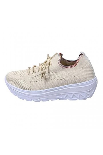 Yavion Basket Femmes Basket Confortable Sneakers De Sport Tricotées,Femme Baskets Chaussures De Sport Mode Remonte Chaussure 