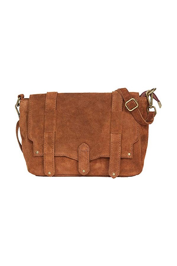 LucieElle Sac CUIR Femme Bandoulière | Sac Daim Femme Bandoulière | Besace Cuir Daim Femme | Sac Cuir Femme Italien | Flory