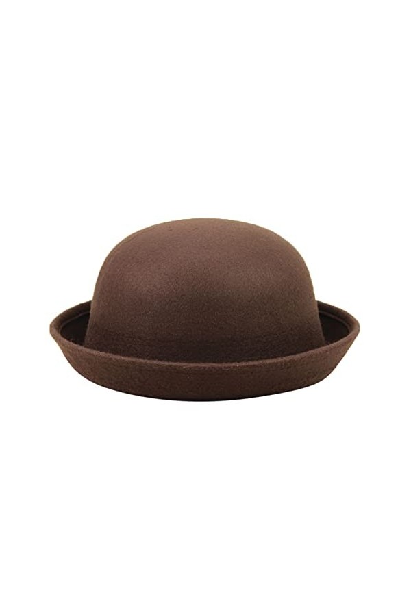 Élégant Adultes Solide Chapeau Retrousser Bord Panama Melon Chapeau Seau Chapeau Hommes Femmes Classique Laine Ronde Melon Ch