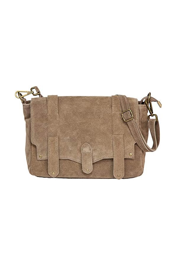 LucieElle Sac CUIR Femme Bandoulière | Sac Daim Femme Bandoulière | Besace Cuir Daim Femme | Sac Cuir Femme Italien | Flory
