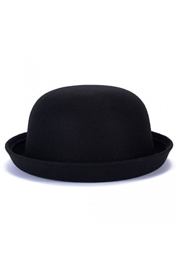 Magik Homme Femme en Laine Roll-Up Brim Fedora Melon Derby Nœud Cloche Chapeau - Noir - Taille unique