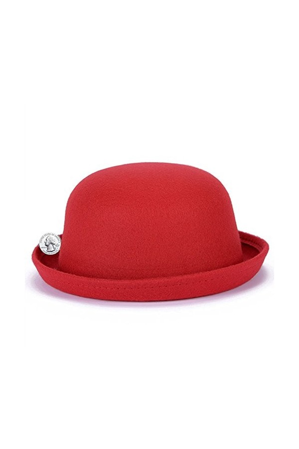 Magik Homme Femme en Laine Roll-Up Brim Fedora Melon Derby Nœud Cloche Chapeau - Noir - Taille unique