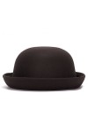 Magik Homme Femme en Laine Roll-Up Brim Fedora Melon Derby Nœud Cloche Chapeau - Noir - Taille unique