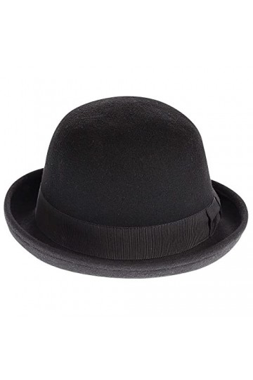 CXQRR Chapeau melon Derby noir à bord roulé pour homme et femme, noir, Medium