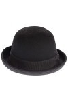 CXQRR Chapeau melon Derby noir à bord roulé pour homme et femme, noir, Medium