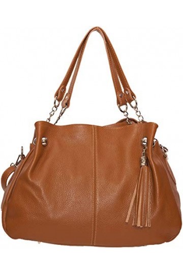 Sac CUIR Femme Bandoulière Italien | Sac Cuir Femme porté épaule | Sac à Main Femme Cuir ‘ Lesly ’ Moins Cher ! CAMEL 