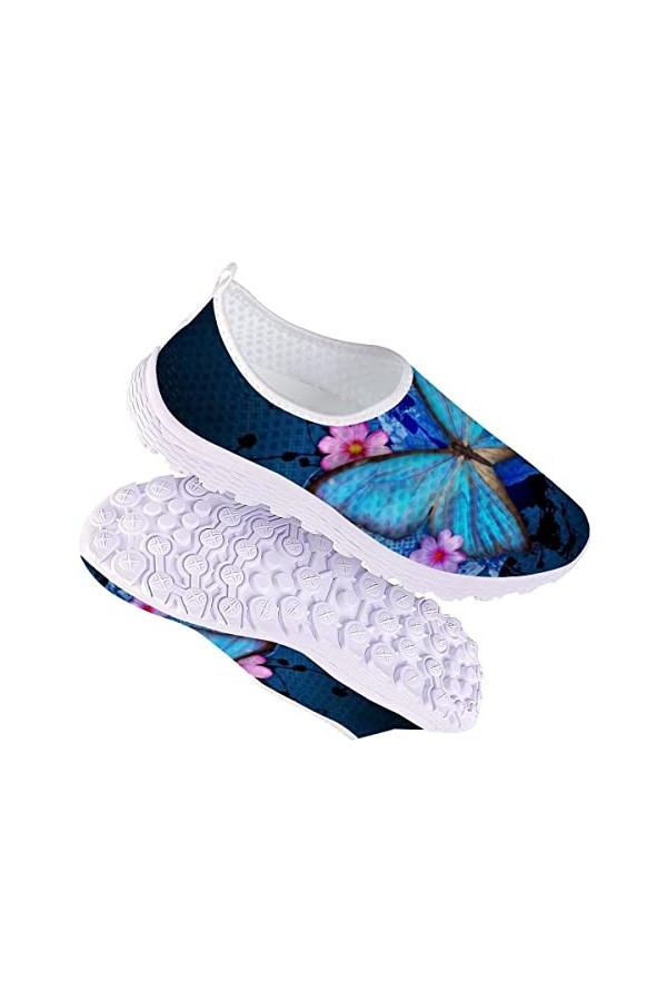 chaqlin Baskets de course pour homme et femme - Décontractées - Perméables à l’air, Papillon Bleu, 40 EU